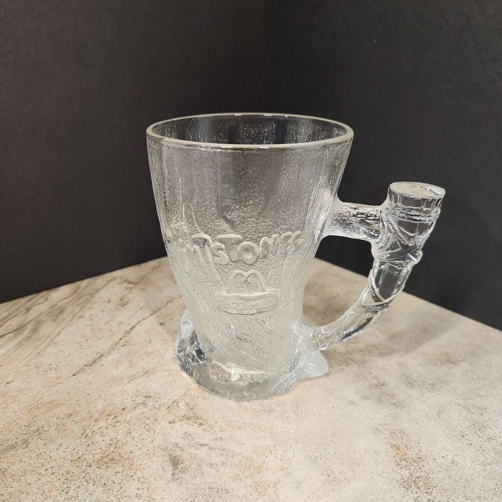 1993 McDonald's Flintstones RocDonald's Mammoth Mug Glass Vintage